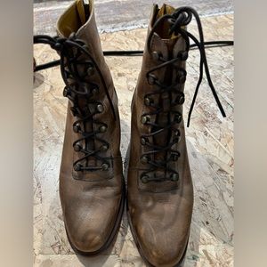 Free people vintage brown leather lace up boots